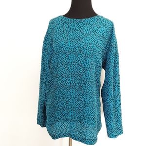 VINTAGE Silk Mobwife Animal Print DIANE GILMAN Top Blouse